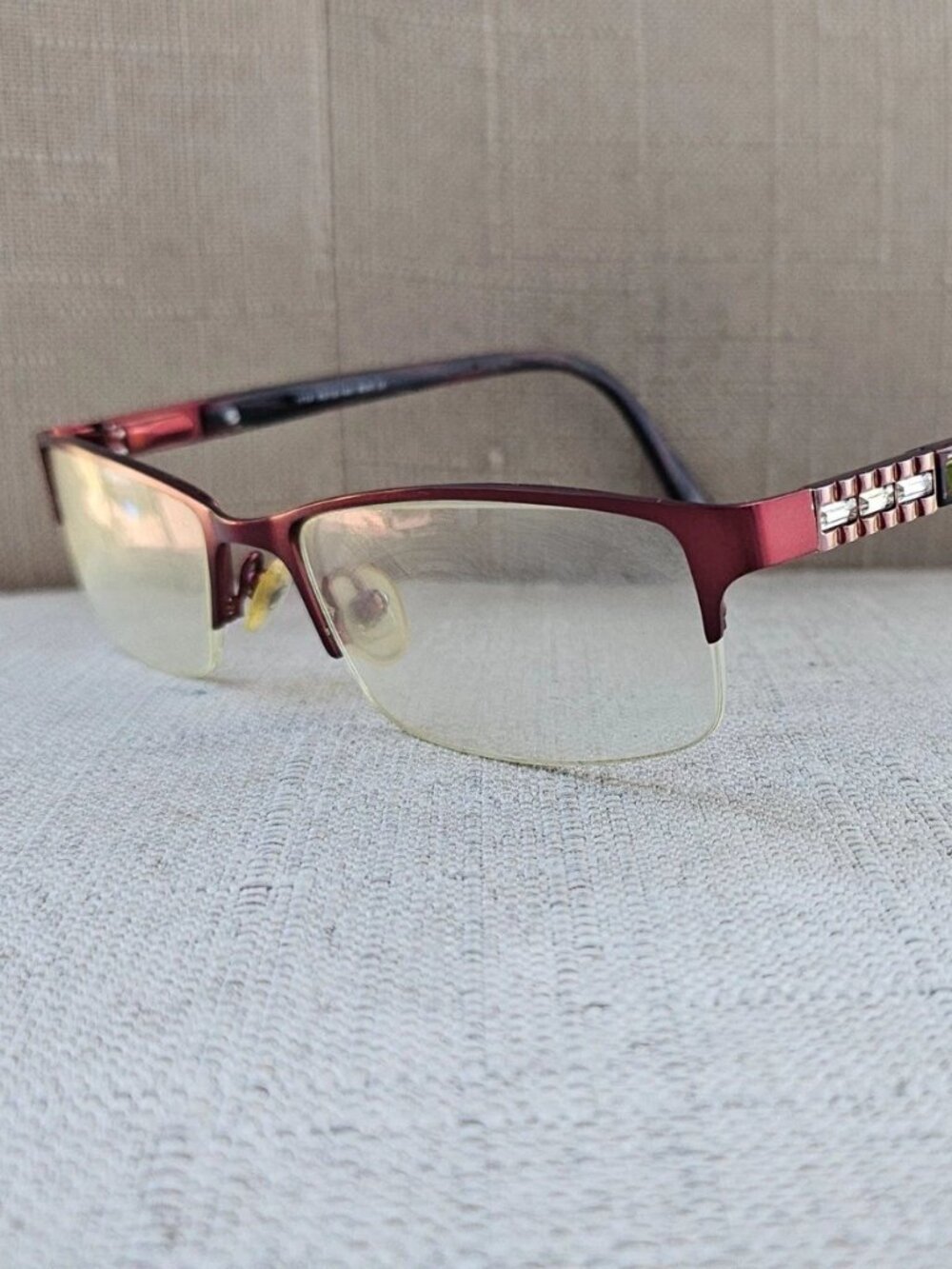 Adrienne Vittadani Eyeglasses Frame 1174 Burgundy Half Rim EWyewwear Glasses